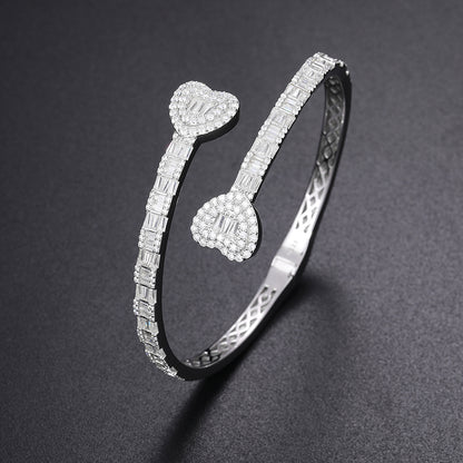 5MM Emerald Cut VVS Baguette Heart Bangle