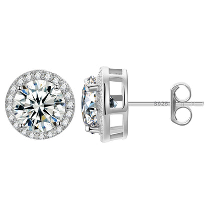 VVS Moissanite Halo Stud Earrings