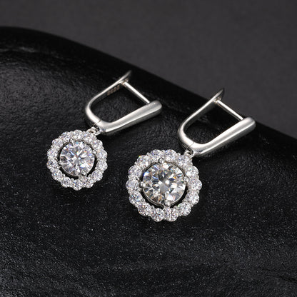 Halo Drop VVS Moissanite Earrings