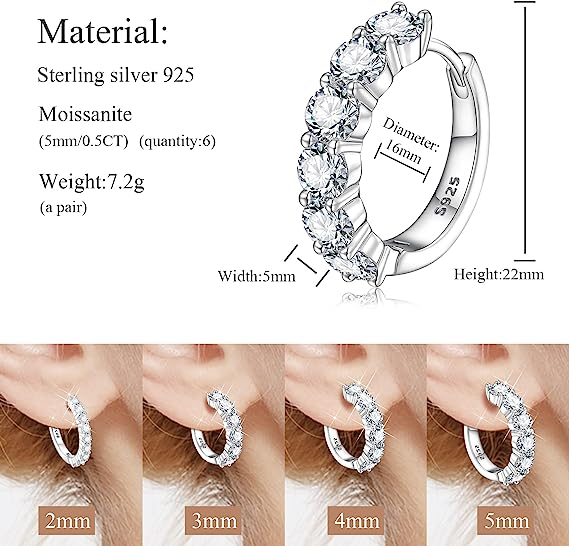 VVS Moissanite Cuff  Hoop Earrings