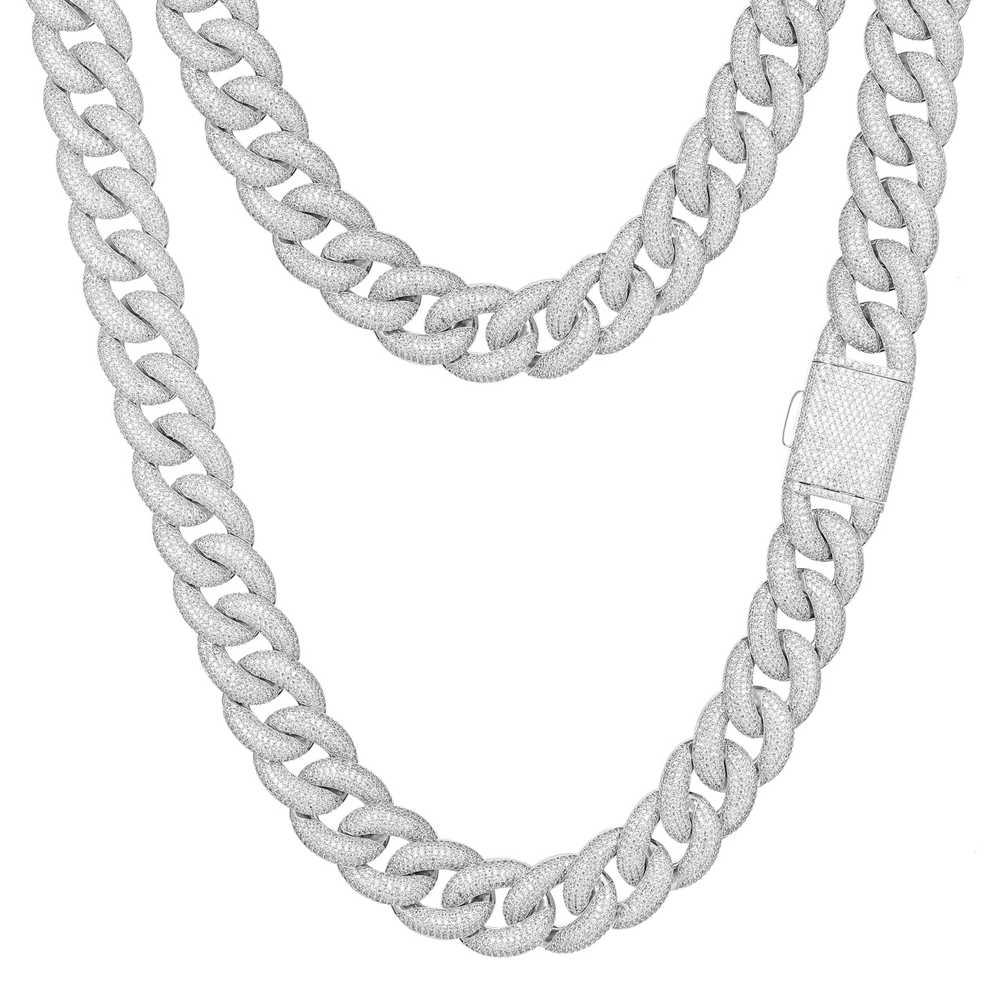 Micro-paved 14MM VVS Moissanite Cuban Link Chain