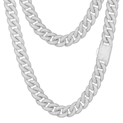 Micro-paved 14MM VVS Moissanite Cuban Link Chain