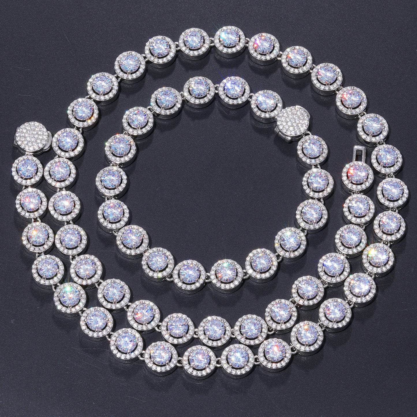 10MM Moissanite Halo Tennis Chain