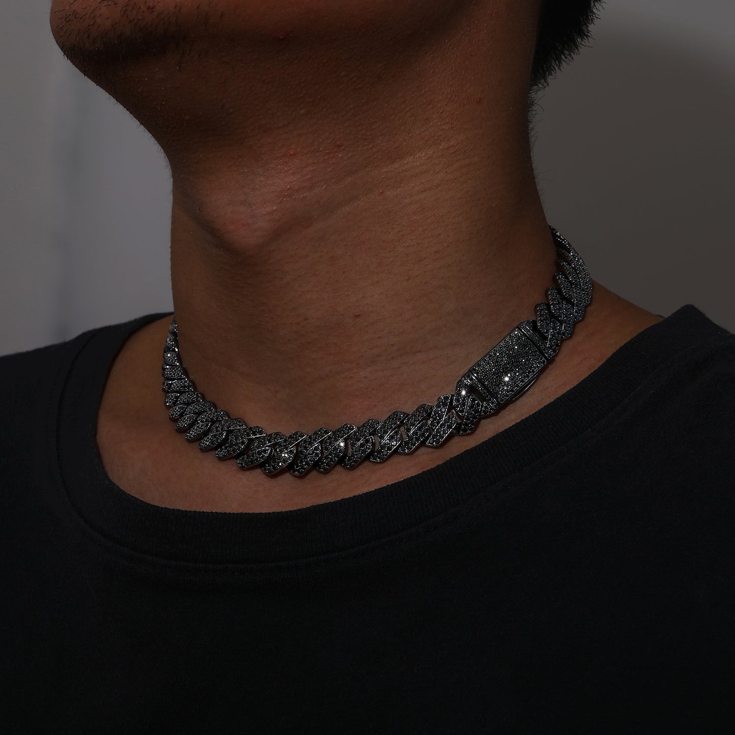 14MM Black VVS Moissanite Cuban Link Chain