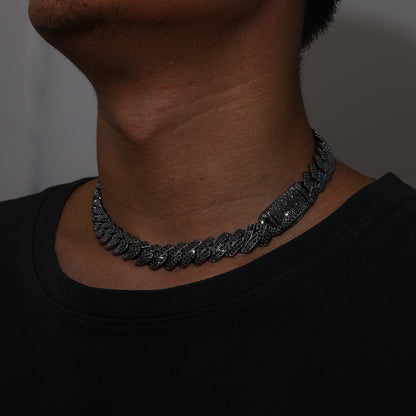 14MM Black VVS Moissanite Cuban Link Chain