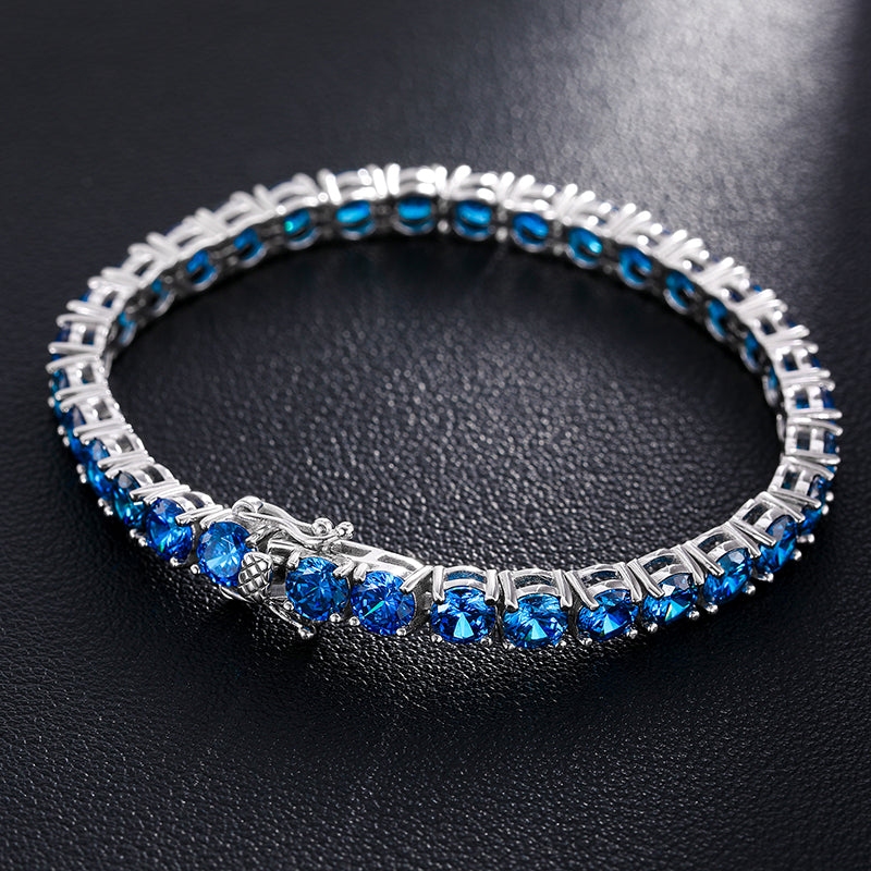 Blue VVS 4MM Moissanite Tennis Bracelet