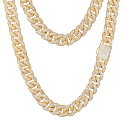 Micro-paved 14MM VVS Moissanite Cuban Link Chain