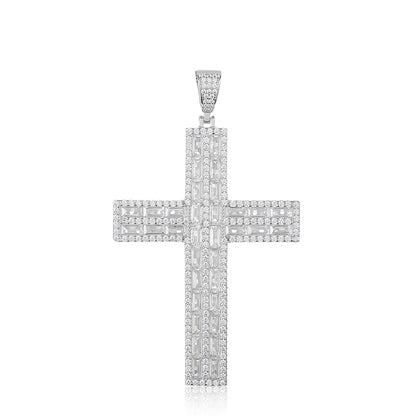 VVS Baguette Moissanite Cross Pendant