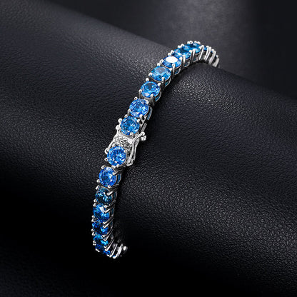 Blue VVS 4MM Moissanite Tennis Bracelet