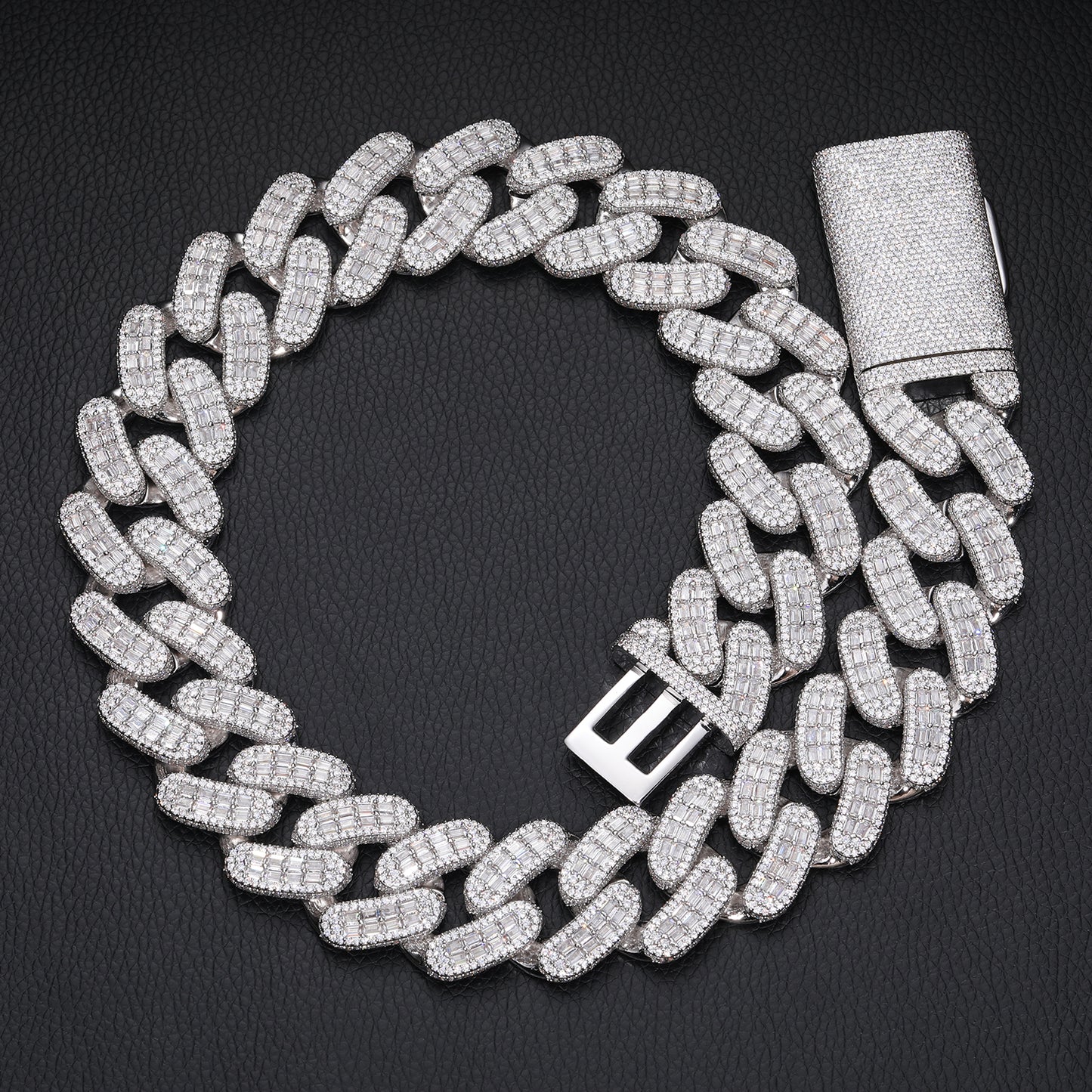 28MM Baguette Moissanite Cuban Link Chain