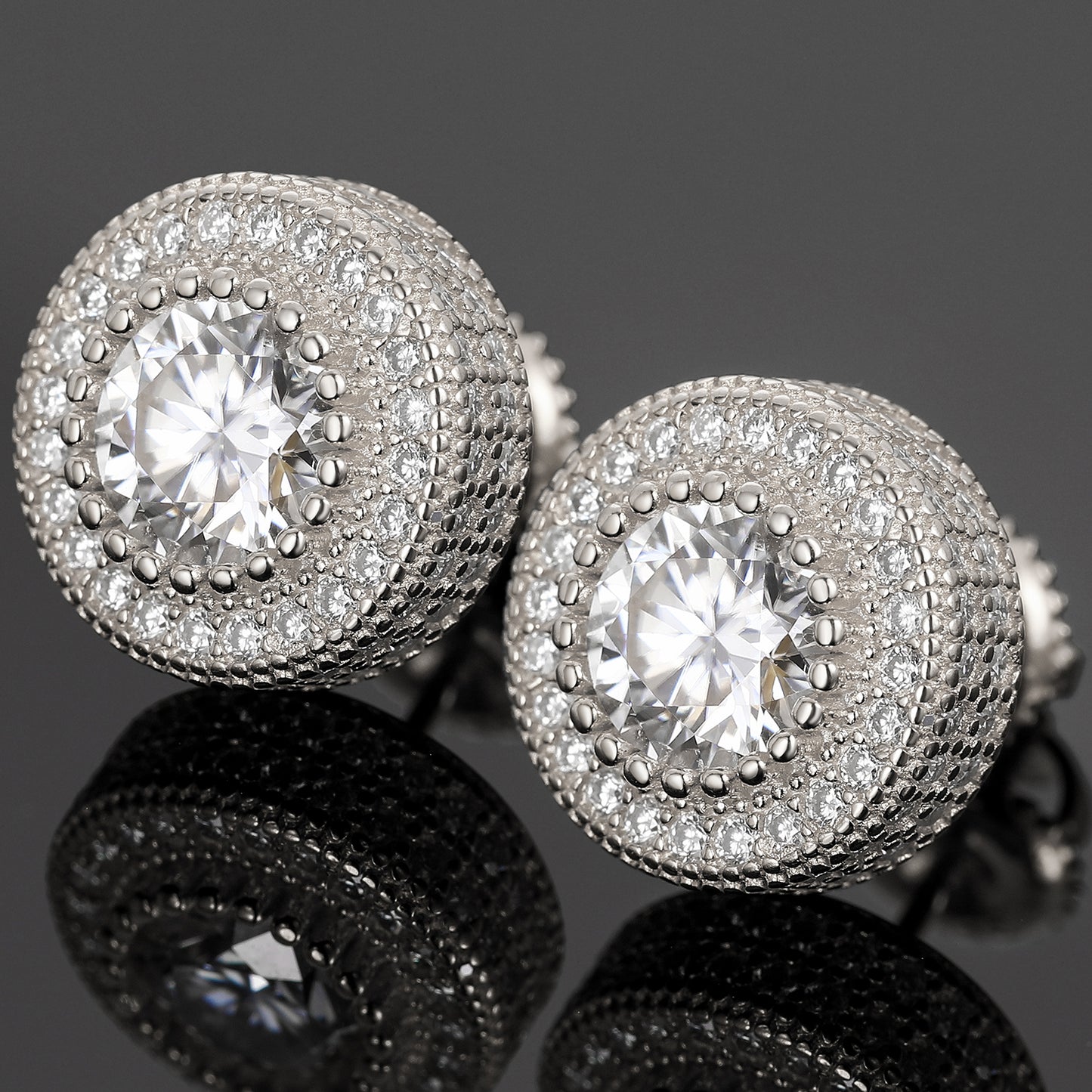 VVS Moissanite Vintage Halo Stud Earrings