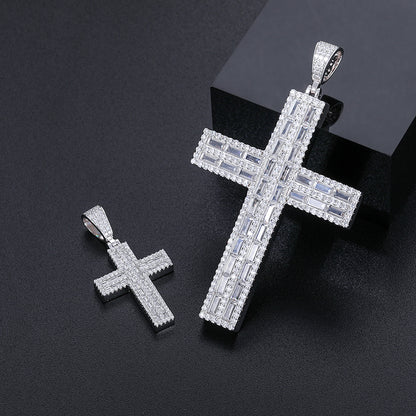 VVS Baguette Moissanite Cross Pendant