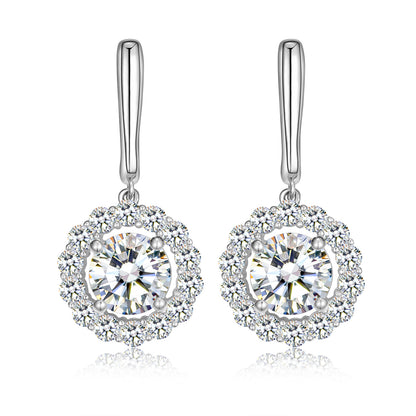 Halo Drop VVS Moissanite Earrings